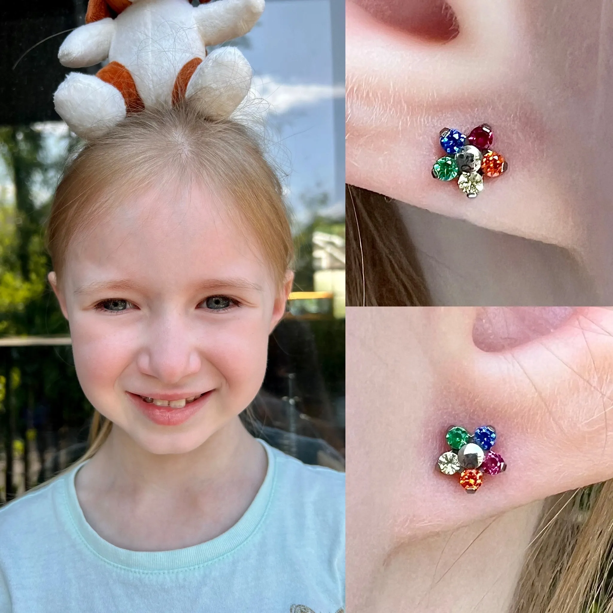 Little-Earlobe-Piercings-with-Rainbow-flowers